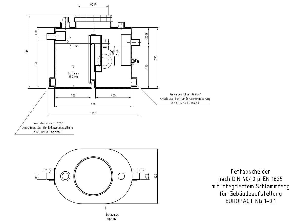 Europact Fettabscheider NG 1 / NS 1 mit Anschlußteile-Set – Bild 2